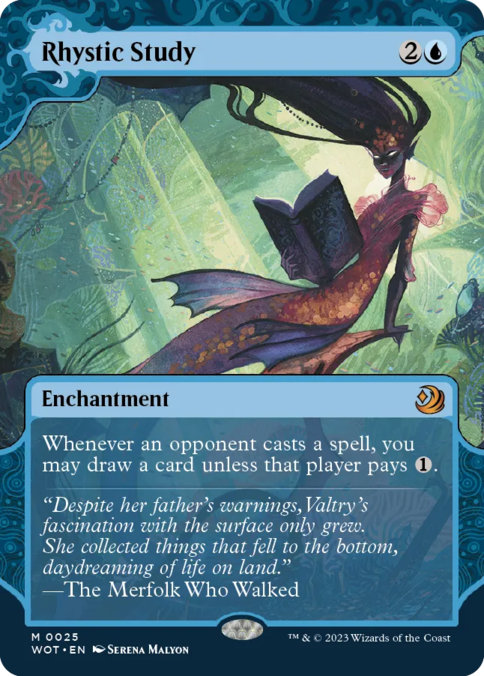Example of a really competitive and powerful card. The card is: Rhystic Study.